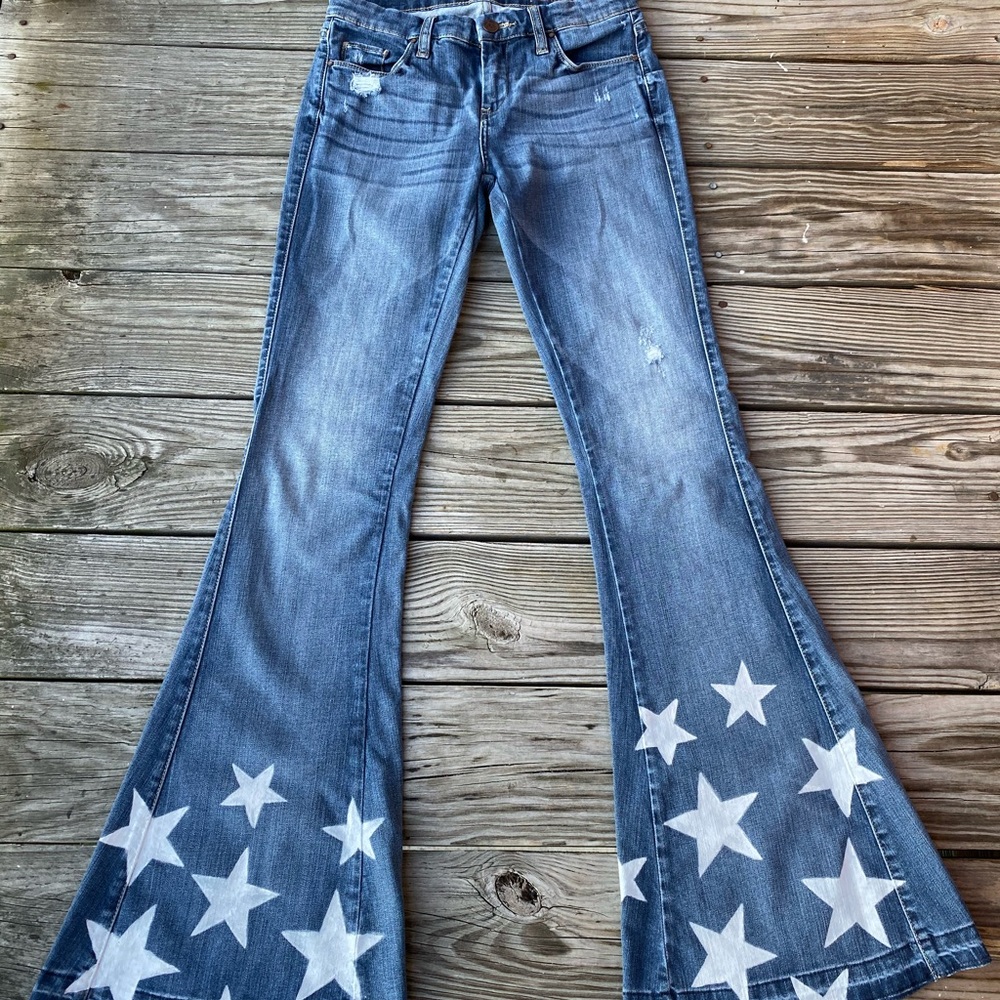 bell bottom jeans w/ painted stars